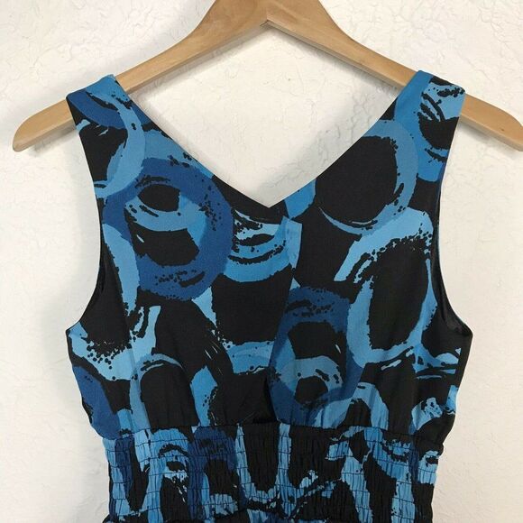 Twenty One Womens Dress Size Small Black& Blue Printed Sleeveless Tank Dress - Picture 7 of 15